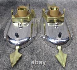 PAIR VTG Globe Art Deco Arrow Slip Shade Sconces c. 1937 RESTORED