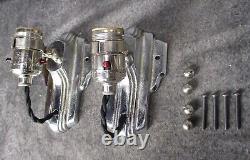 PAIR VTG Industrial Streamline Machine Age Deco Chrome Sconces c. 1935