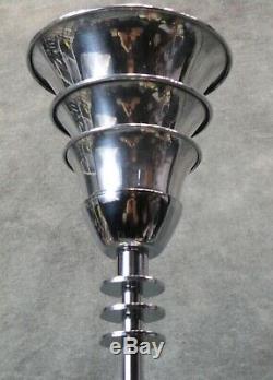 PAIR VTG Kent Era Machine Age Art Deco Ringed Torchiere Lamps c. 1934 RESTORED