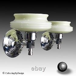 PAIR VTG Machine Age Art Deco Chrome Sconces c. 1932 RESTORED