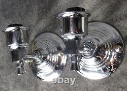 PAIR VTG Machine Age Art Deco Chrome Sconces c. 1932 RESTORED