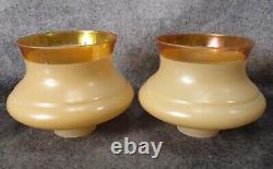 PAIR VTG Modernist Art Deco Peach Glass Chrome Sconces c. 1935 RESTORED