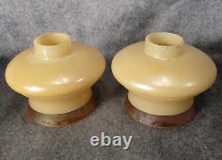 PAIR VTG Modernist Art Deco Peach Glass Chrome Sconces c. 1935 RESTORED