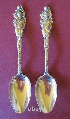 PAIR Vintage 5 1/8 Spoons LOVE DISARMED Sterling Silver REED & BARTON Figural