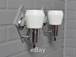 PAIR Vintage Art Deco Retro MCM Chrome Slip Shade Bathroom Sconces Restored