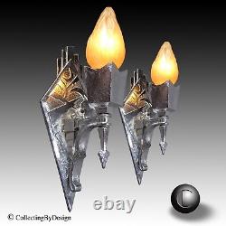 PAIR Vintage Art Metal Products #324 Art Deco Chrome Sconces c. 1930 RESTORED