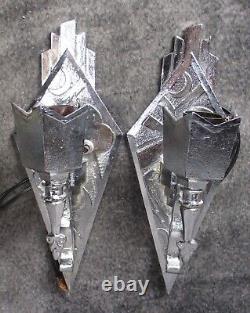 PAIR Vintage Art Metal Products #324 Art Deco Chrome Sconces c. 1930 RESTORED