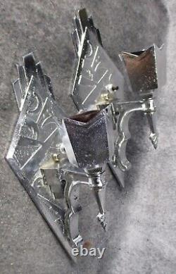 PAIR Vintage Art Metal Products #324 Art Deco Chrome Sconces c. 1930 RESTORED