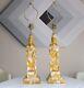 Pair Vintage Hollywood Regency Kwan Yin Silver Gold Gilt Glam Sculpture Lamps