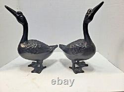 PAIR Vintage Large CAST IRON GEESE 14 Tall 8 lbs. 6 oz. Ea. Decor, Doorstops