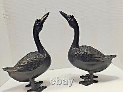 PAIR Vintage Large CAST IRON GEESE 14 Tall 8 lbs. 6 oz. Ea. Decor, Doorstops