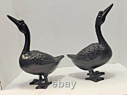 PAIR Vintage Large CAST IRON GEESE 14 Tall 8 lbs. 6 oz. Ea. Decor, Doorstops