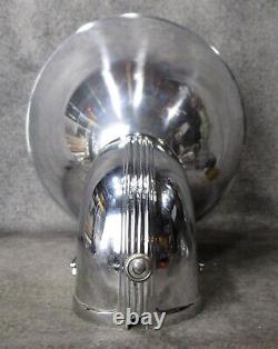 PAIR Vintage Machine Age Art Deco Chrome Torchiere Theatre Sconces c. 1935