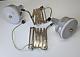 Pair Vintage Mid Century Brass & Aluminum Scissor Wall Lamps With Diffuser Mcm