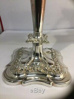 PAIR Vintage SHEFFIELD Silver Plate On Copper Three Sconce Candelabras Candle