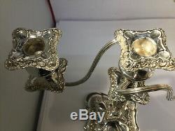 PAIR Vintage SHEFFIELD Silver Plate On Copper Three Sconce Candelabras Candle