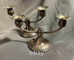 PAIR Vintage Sterling Silver Candelabra Two Arm Candlesticks candle holder