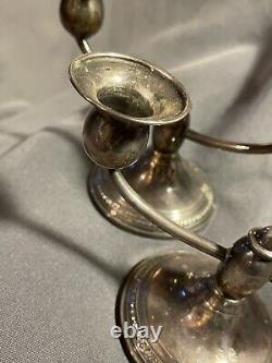 PAIR Vintage Sterling Silver Candelabra Two Arm Candlesticks candle holder