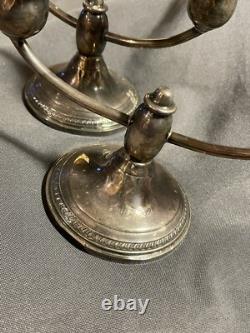 PAIR Vintage Sterling Silver Candelabra Two Arm Candlesticks candle holder