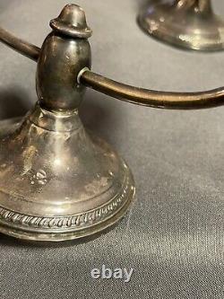 PAIR Vintage Sterling Silver Candelabra Two Arm Candlesticks candle holder