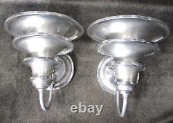 PAIR Vintage Triple Shade Machine Age Deco Aluminum Sconces c1934 RESTORED