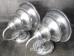 PAIR Vintage Triple Shade Machine Age Deco Aluminum Sconces c1934 RESTORED