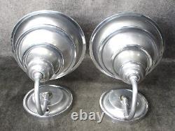 PAIR Vintage Triple Shade Machine Age Deco Aluminum Sconces c1934 RESTORED