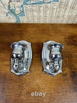 PAIR Vintage signed Chrome Sconces Original Wall Light for restoration antique