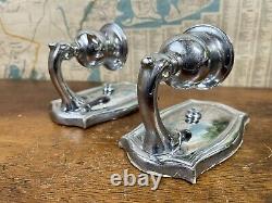 PAIR Vintage signed Chrome Sconces Original Wall Light for restoration antique