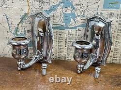 PAIR Vintage signed Chrome Sconces Original Wall Light for restoration antique