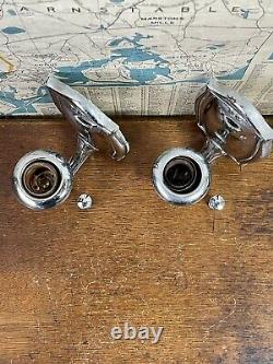 PAIR Vintage signed Chrome Sconces Original Wall Light for restoration antique