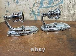 PAIR Vintage signed Chrome Sconces Original Wall Light for restoration antique