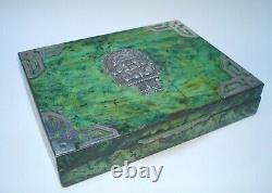 PAIR antique vtg Mexico Aztec maya cooper & sterling Silver Cigarette Box