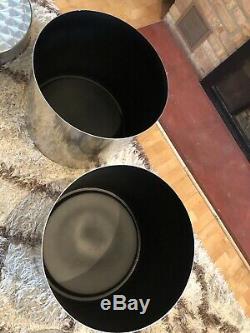 PAIR of Large Authentic Vintage Paul Mayén Habitat Metal Drum Storage Tables MCM