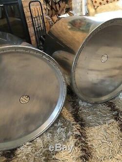 PAIR of Large Authentic Vintage Paul Mayén Habitat Metal Drum Storage Tables MCM