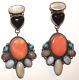 Pair Of Vintage Native American Bal Signed Large Sterling Multistone Earrings