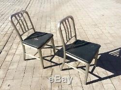 PAIR of Vintage Goodform Brushed Aluminum Navy Chairs Emeco GF