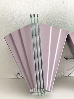 PAIR vtg 1980s ART DECO revival WALL SCONCES lights LAMPS MCM