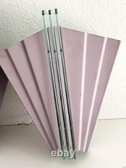 PAIR vtg 1980s ART DECO revival WALL SCONCES lights LAMPS MCM