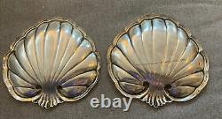 Pair (2) Dunkirk Silversmiths Sterling Silver Clam Shell Nut Dishes Antique VTG