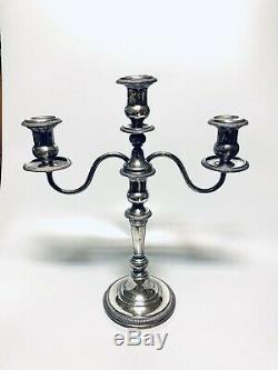 Pair (2) Vintage Frank M Whiting Sterling Silver Three Tiered Candelabras