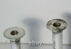 Pair (2) Vintage Mid 20thC Modern Swid Powell Silver Plate Candlesticks