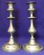 Pair 2 Vintage Pewter Candle Holders Marked Pewter Cw 10 Adjustable Colonial
