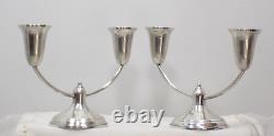 Pair 2 Vintage Sterling Silver Candle Holders Modernism Retro Free Shipping