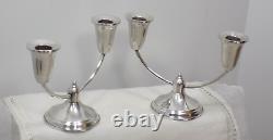 Pair 2 Vintage Sterling Silver Candle Holders Modernism Retro Free Shipping