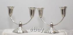 Pair 2 Vintage Sterling Silver Candle Holders Modernism Retro Free Shipping