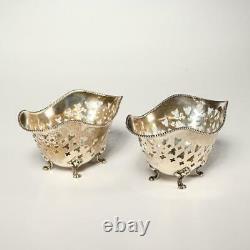 Pair (2) Vintage Towle Sterling Silver Small Pierced Footed Candy Dishes