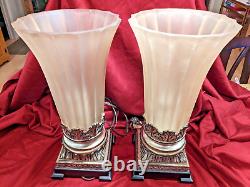 Pair 2 Vintage Uttermost Table Top/Boudoir Accent Lamps with Acrylic/Lucite shades