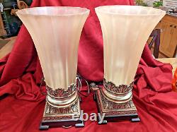 Pair 2 Vintage Uttermost Table Top/Boudoir Accent Lamps with Acrylic/Lucite shades