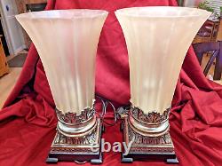 Pair 2 Vintage Uttermost Table Top/Boudoir Accent Lamps with Acrylic/Lucite shades